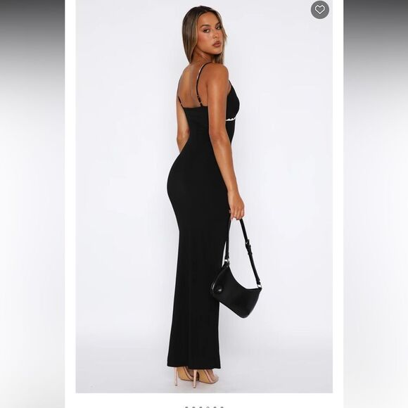 NWT White Fox Only the Young black maxi dress XL pink lace trim - Picture 5 of 8